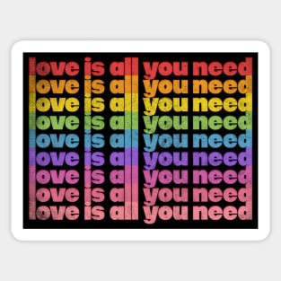 Love Is All You Need / Rainbow Retro Typography Design Sticker